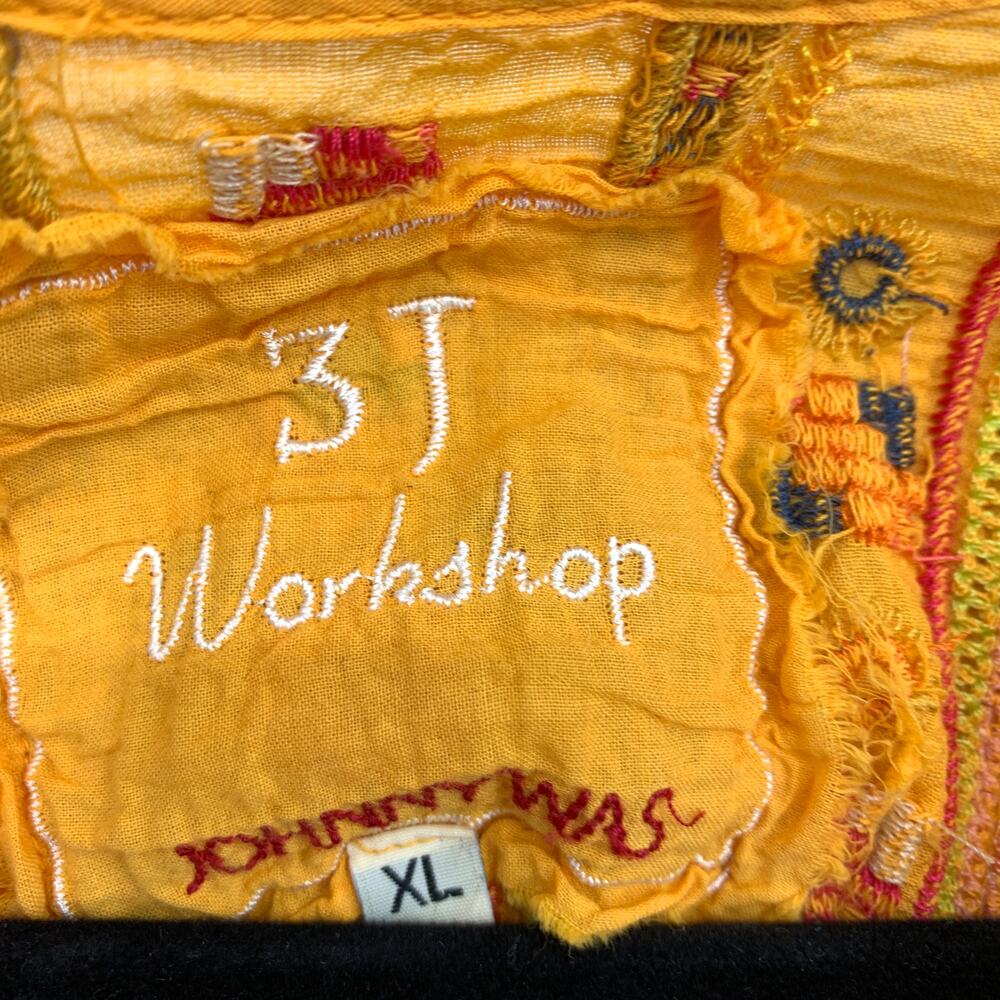 Johnny Was 3J Workshop Womens Embroidered Tunic Top Sz XL Golden Yellow Floral - Picture 5 of 6